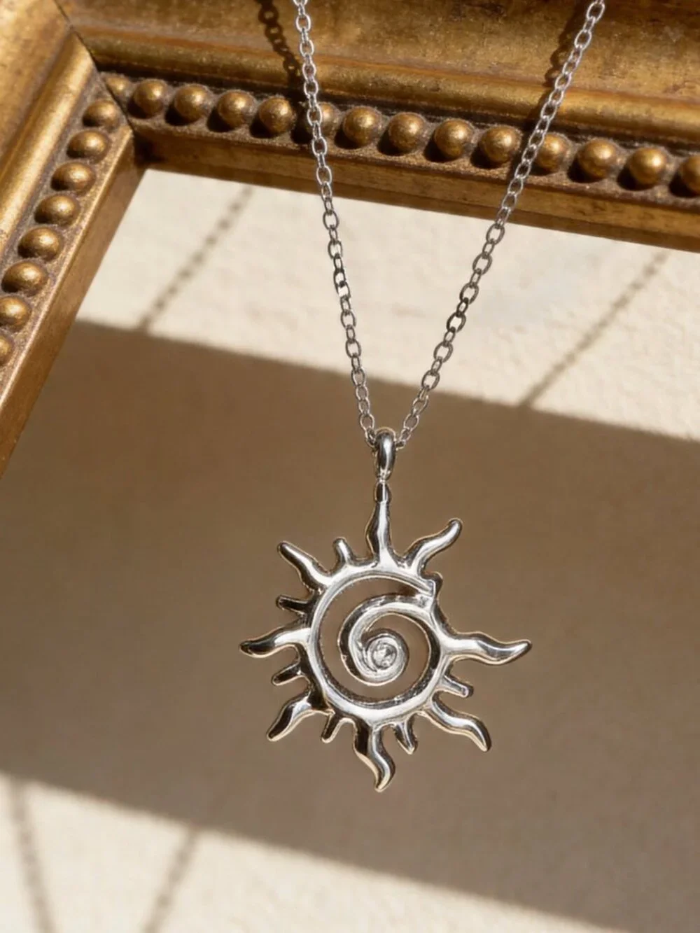 Sun Spiral Pendant Necklace Stainless Steel - Picture 6 of 13